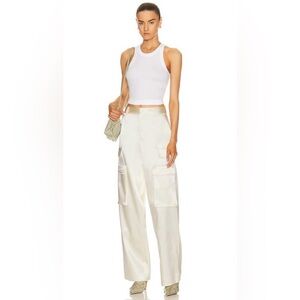 Frame Satin Cargo Pants-Bone/Cream color